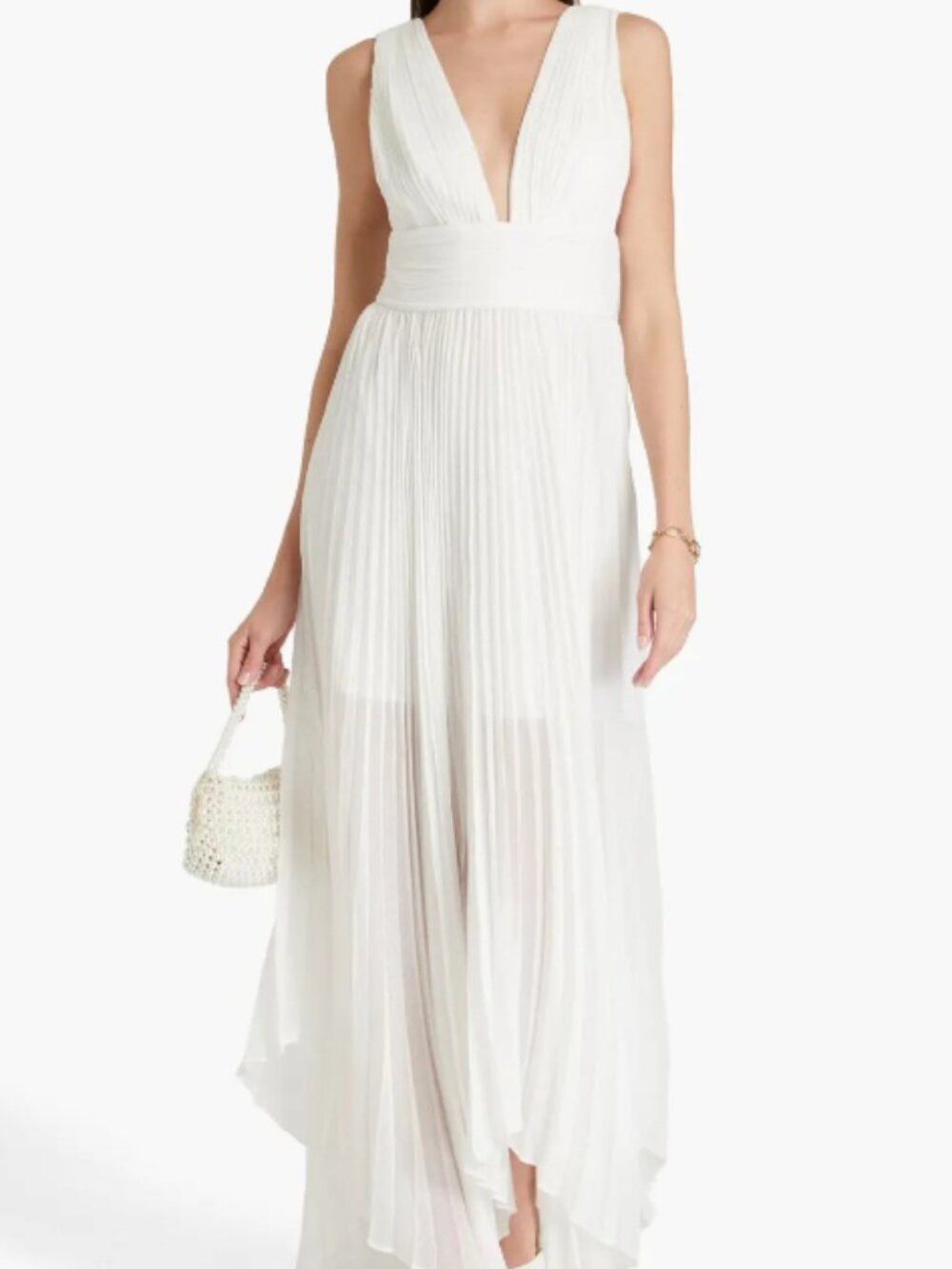 NWT ALICE + OLIVIA Maxi Dress - Sz 4 - Pleated V-Neck Bridal Party Summer